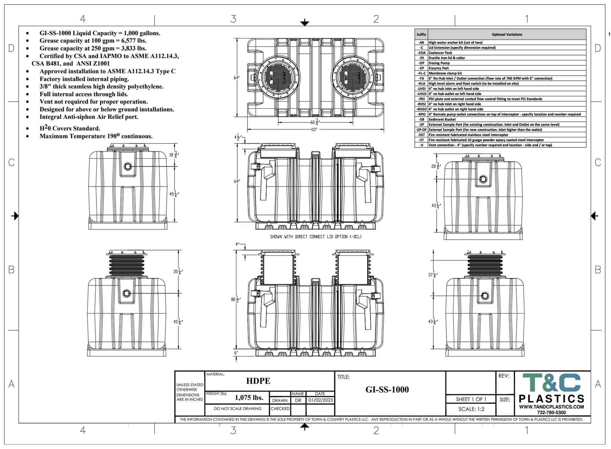 GISS1000 Grease Interceptor